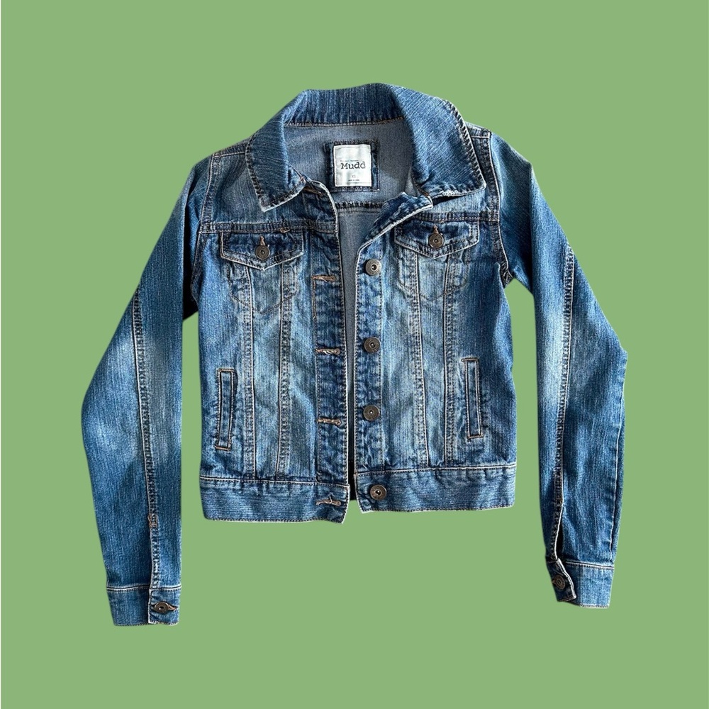 Mudd Women’s XS Denim Jean Jacket Y2K Button‎ Closure Pockets Stretch Distressed